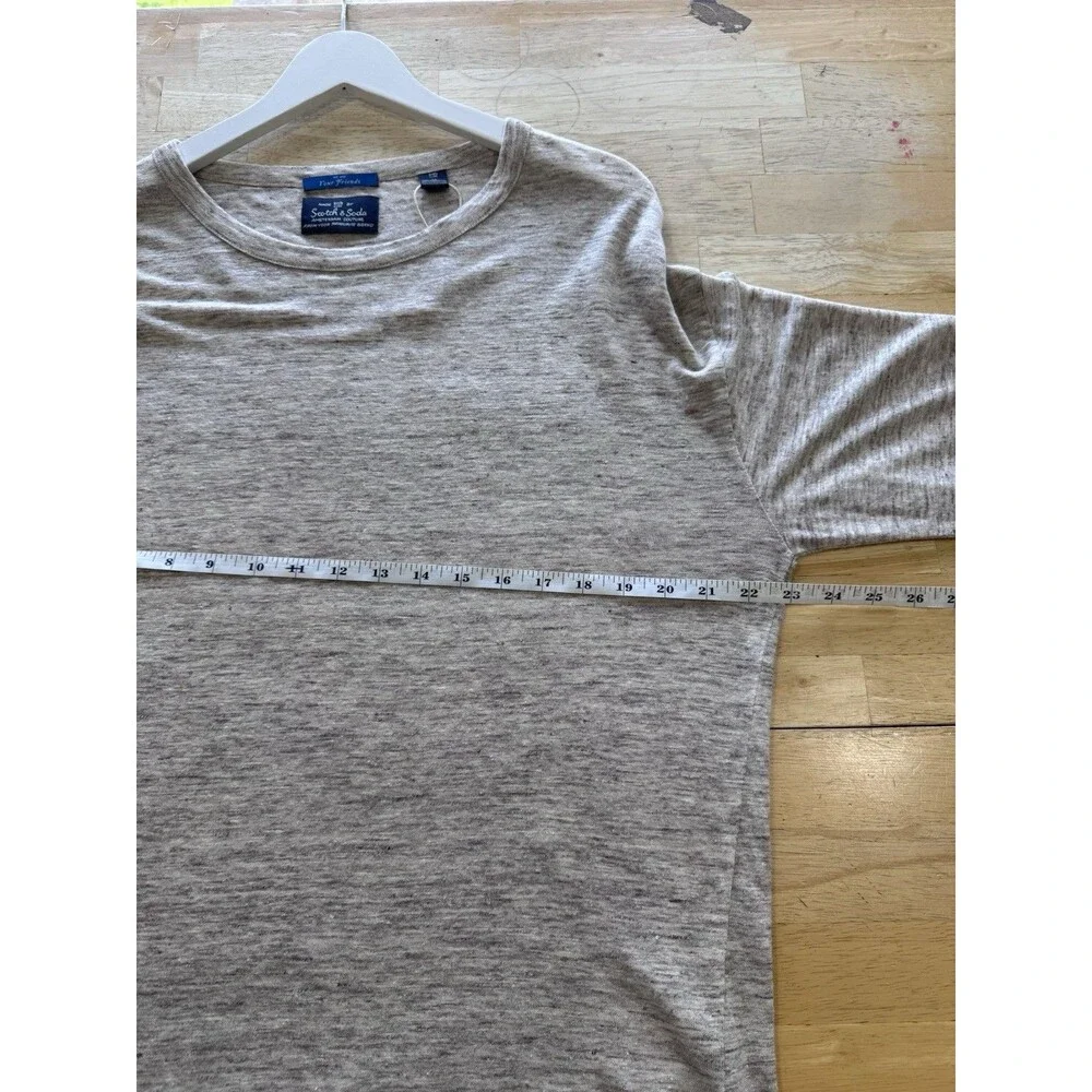 Scotch & Soda Men's Heathered Oatmeal Crewneck Linen Long Sleeve Medium EUC
